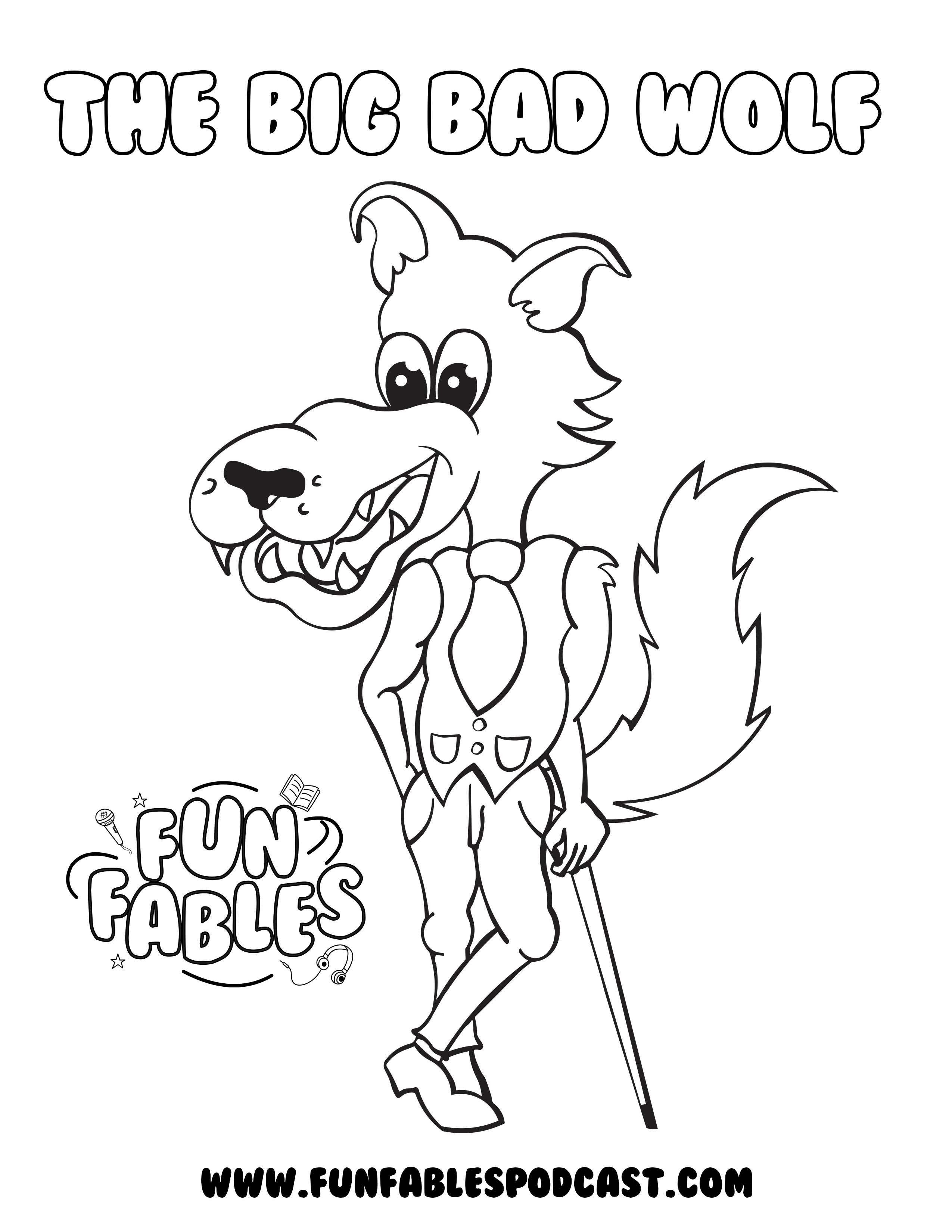 The Big Bad Wolf Colouring in Page | Fun Fables - Bedtime Stories for Kids